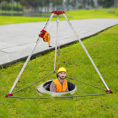 Confined Space Tripod Kit 1800lb Winch w/5.2ft-8ft Adjustable Legs Rescue Tripod