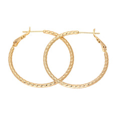 Boucles d'Oreilles - Femme - Créoles - Jonc - 35 mm - Plaqué Or Jaune 750/1000