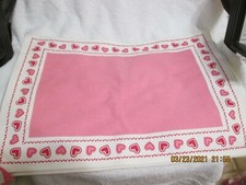 2 Valentine's Day Placemats 19" X 13" Pink Cream Red See Description  Pics
