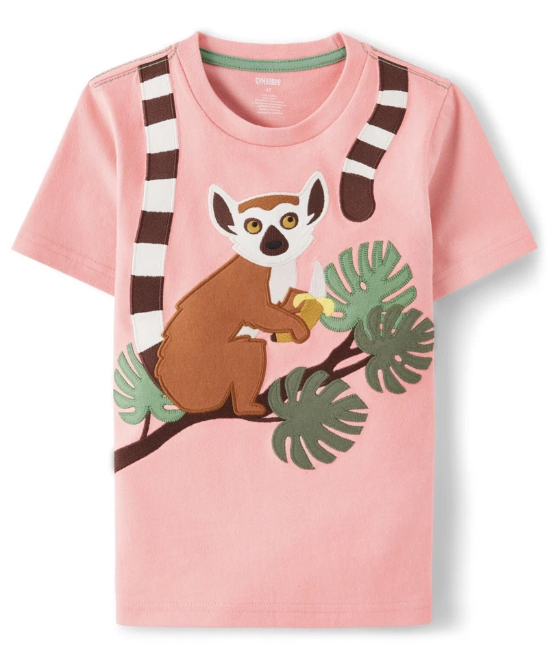 Gymboree Boys 12 Safari Rosa Lémur Camiseta Marrón Carga Pantalones Cortos Conjunto Nuevo con Etiquetas 2023 Sabana Foto 2 de 4