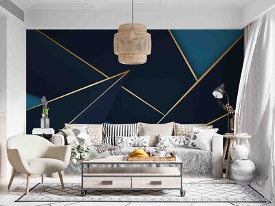 3D Abstract Blue Geometric Pattern Wall Murals Wallpaper Murals Wall Sticker