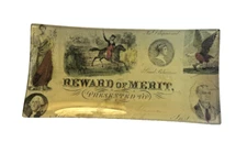 John Derian Co Reward or Merit Decorative Vanity Tray Decoupage Glass Signed
