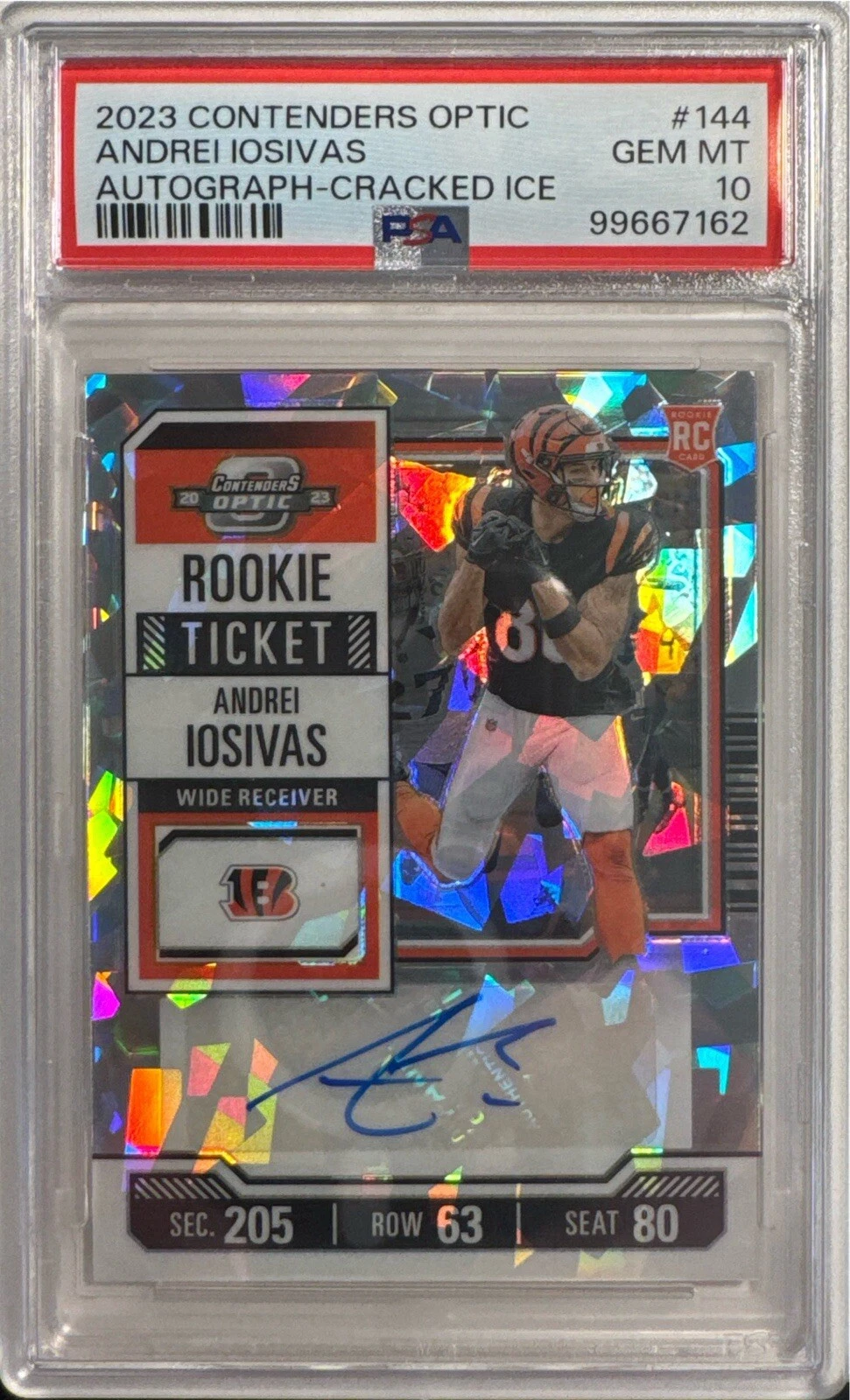 Andrei Iosivas Panini Contenders Optic #144 Autograph-Cracked Ice