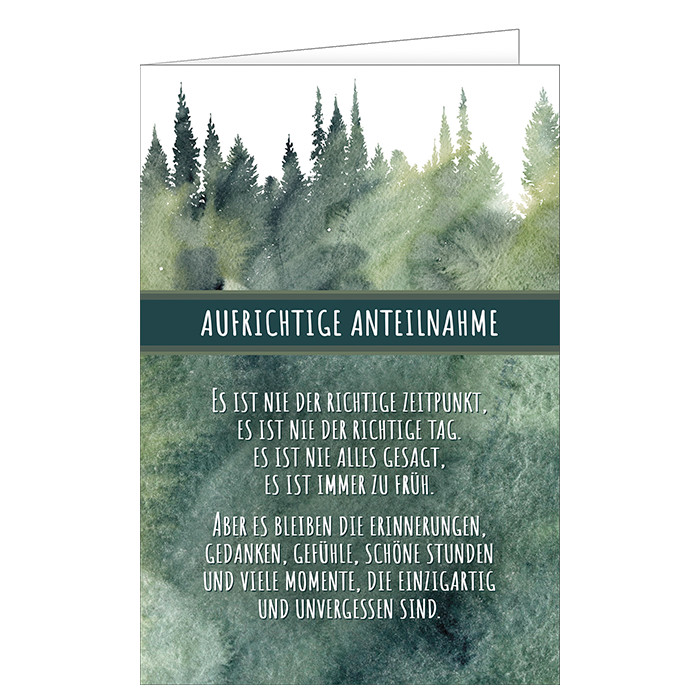 Trauer – Beileidskarte – Wald – "Aufrichtige Anteilnahme" - Format 11,5 x 17 cm