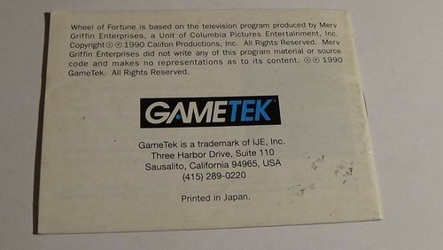 Wheel of Fortune Nintendo Game Boy Instruction Booklet 1990 Manual Only Retro - Picture 2 of 2
