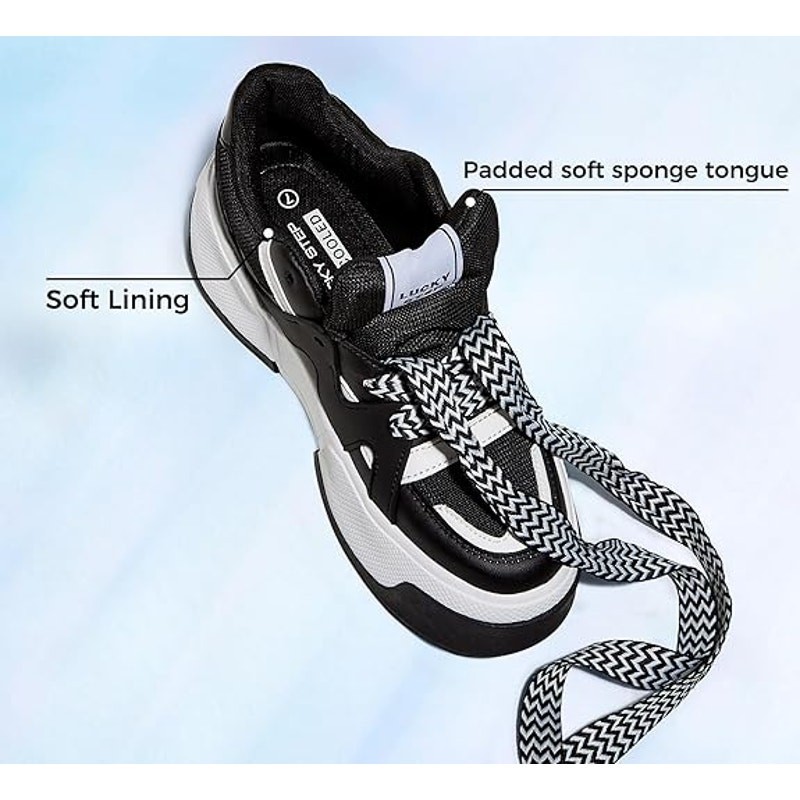 SAOLA Sneakers Lucky Step donna taglia 9 nere suola spessa ecopelle retrò plateau