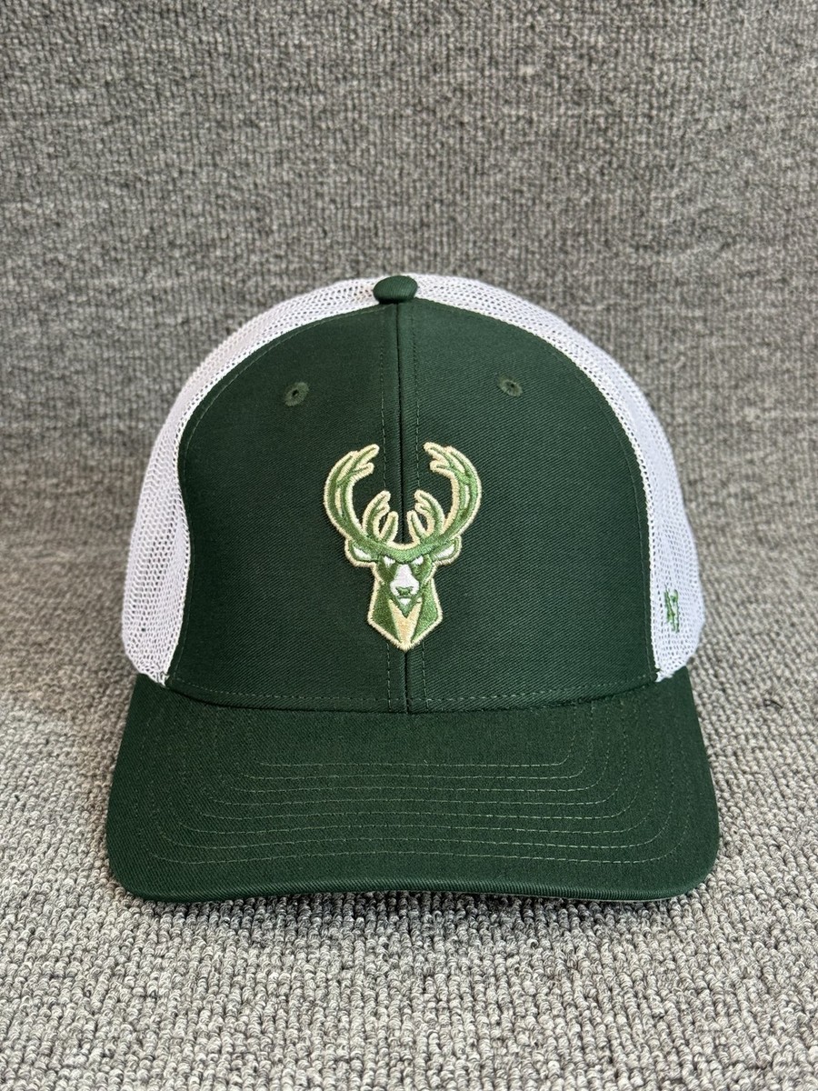 '47 Brand Milwaukee Bucks Trucker Snapback Green White One Size NBA Hat