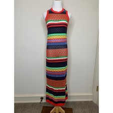 Mango Crochet Knit Summer Sweater Maxi Dress Sz Small Indie Fairy