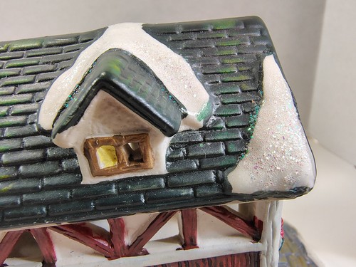Christmas Village Covered Bridge Painted Ceramic Mantel Holiday Decor No Lights - Picture 14 of 21