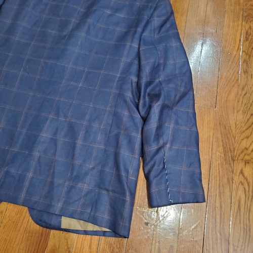 Kiton Navy Blue Rust Camel Check Cashmere Silk Linen Sport Coat 54R8 BWT - Picture 18 of 19
