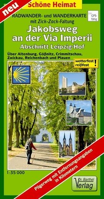 Radwander- und Wanderkarte mit Zick-Zack-Faltung Jakobsweg an der Via Imper ...