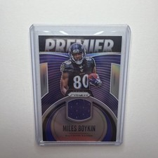 Miles Boykin Rookie Jersey Card Silver 2019 Prizm Premier No. PJ-MBY. rookie card picture