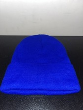 Blue Acrylic Knit Beanie Winter Hat Unisex Adults Skiing Snowboarding