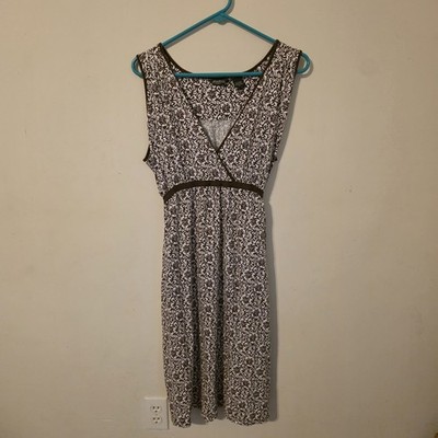 Eddie Bauer Active Tank Midi Dress Womens XL Brown Floral Jersey Knit.