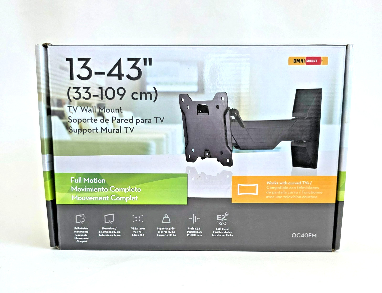 OmniMount Full Motion TV Wall Mount for 13-43" TVs - OC40FM-