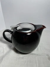 Zero Japan Tea Pot for Two Stainless Steel Lid Reddish Brown No Strainer VTG 70s