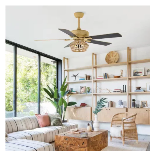 Flint Garden 52" Indoor Weathered Gold Reversible Blade Ceiling Fan with Light - Image 3 of 4