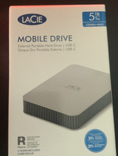5TB External LaCie Portable Hard Drive - Moon Silver- STLP5000400