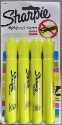 Sharpie Accent Tank Style Highlighter Chisel Tip Fluorescent Yellow 4/Set