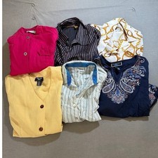 Womens Assorted Tops Bundle 5 Pieces Pink Yellow Blue White Striped Plus Size