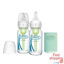 Dr. Brown's 4oz Anti-Colic Glass Baby Bottle with Level 1 Nipple - 2pk