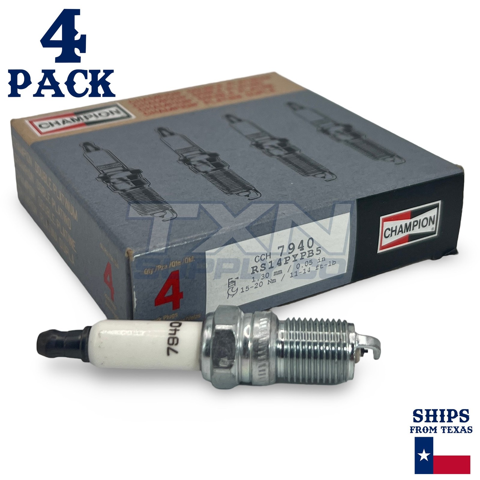 Champion 7940 Double Platinum Spark Plugs RS14PYPB5 - 4 Pack