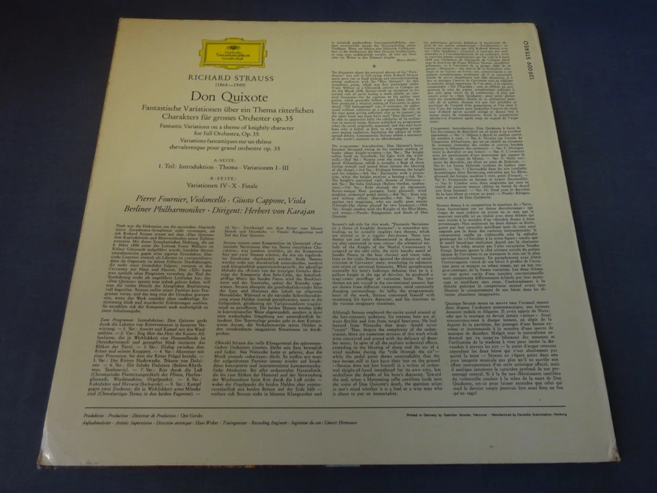 TULIPS RICHARD STRAUSS - DON QUIXOTE LP, BPO, Karajan, Fournier, DG 139 009 - Image 2 of 4