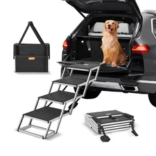 Dog Stair for Cars Wide Dog Car Steps Folding Portable Pet Steps Lightweight Alu