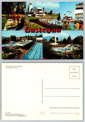 Vintage Lustenau Austria Leisure Center Postcard - Vorarlberg Pool Scene