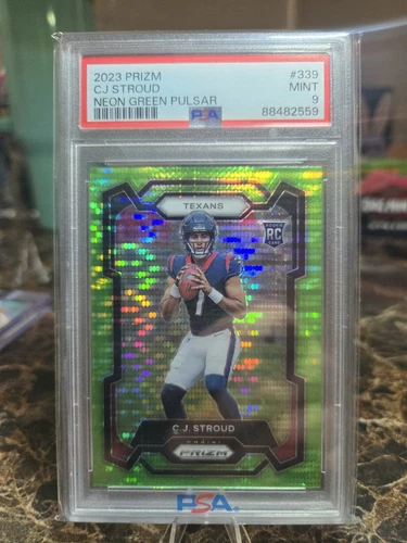 2023 Panini Prizm - Rookies Neon Green Pulsar Prizm #339 C.J. Stroud (RC) PSA 9