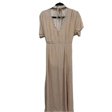 New friends colony NFC Peach  cottagecore maxi dress L Chiffon Lace Up Neck