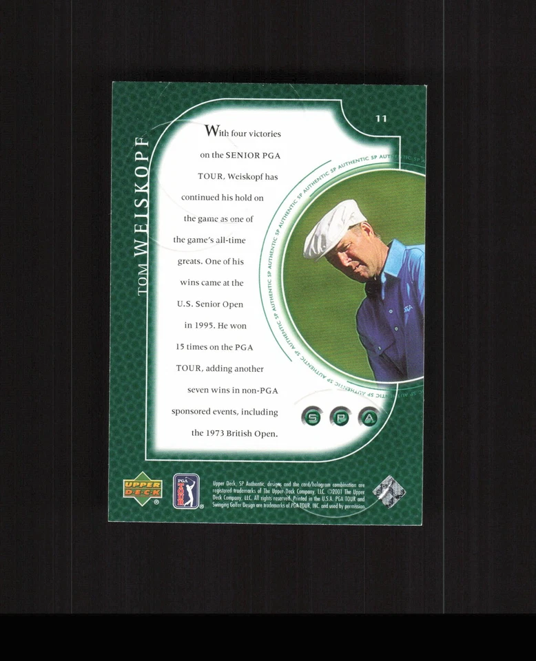 2001 Upper Deck SP Authentic #11 Tom Weiskopf PGA Golf Card - Image 2 of 2