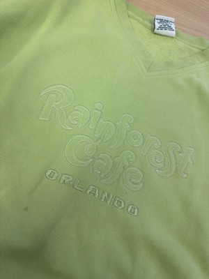 Vintage Rainforest Cafe Orlando grünes Sweatshirt mit V-Ausschnitt