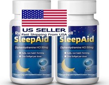 Sleep Aid, Diphenhydramine HCl 50mg, 220 Softgels Fall Asleep Faster 2pcs