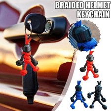 Funny Handmade Braided Helmet Keychain Motorbike Keyring Backpack Pendant