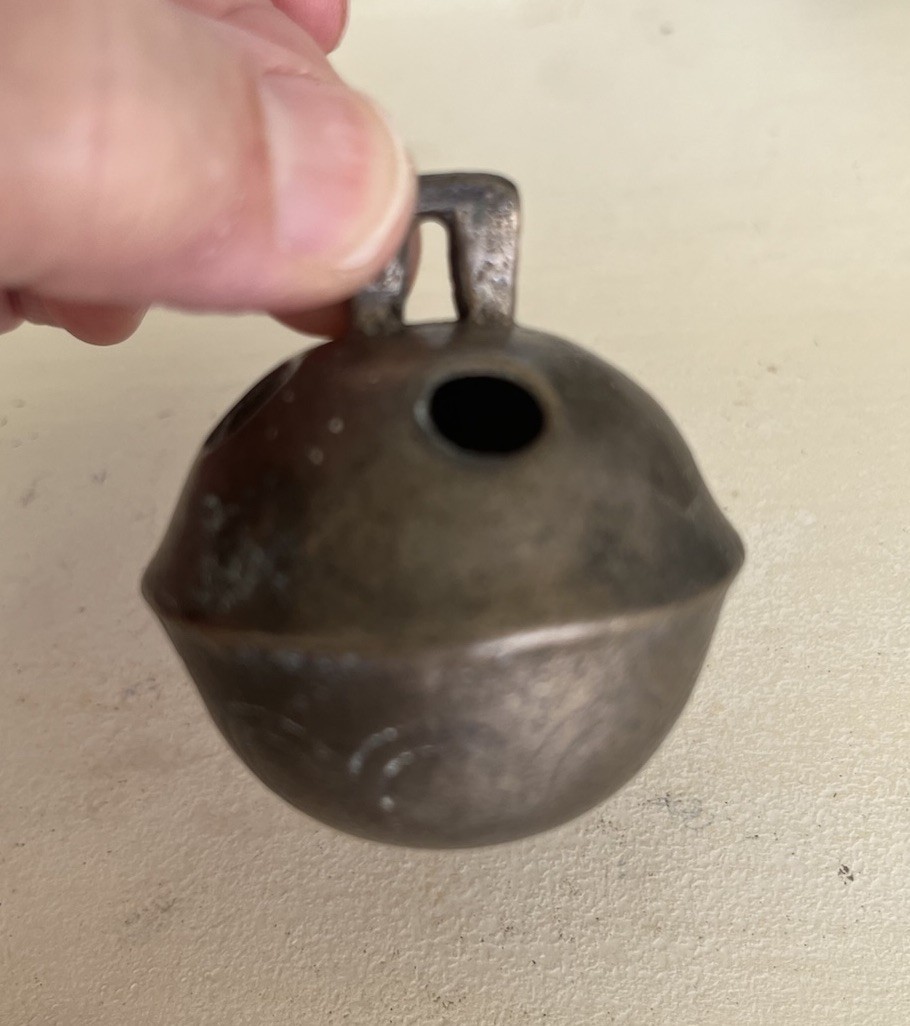 Antique Brass Petal Sleigh Bell 1800s Farm  Christmas Jingle Crotal  2 Inch