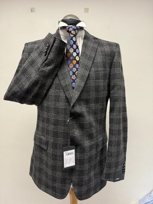 ERMENEGILDO ZEGNA ANZUG JACKE TWEED ANTHRAZIT WOLLE/MOHAIR 42R NEU MIT ETIKETT (0636)