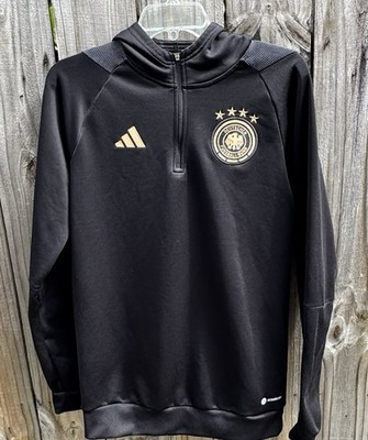 Adidas Mens 1/4 Zip Pull Over Germany Deutscher Fussball-Bund S Soccer Hoodie