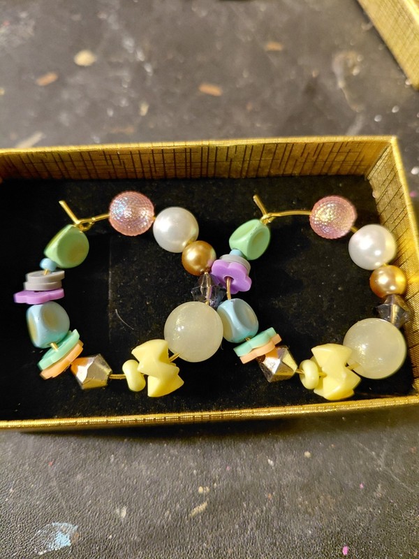 Handmade Hand Beaded Hoop Earrings