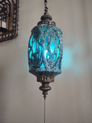 Vintage Mid-Century Modern Brutalist Lg. Lava Glaze Turquoise
