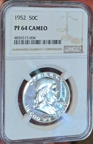 Gem 1952 Cameo Proof 64 Franklin Half - NGC- Spotless like a brilliant mirror
