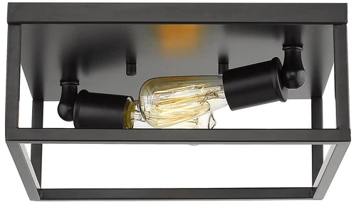 Wesson 12" Wide Matte Black Square 2-Light Ceiling Light - Picture 3 of 8