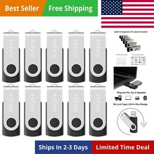 16GB USB 2.0 Flash Drive 10 Pack 160GB Total Swivel Thumb Drives with Label...