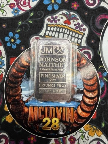 Johnson Matthey 1 Troy OZ .999 Fine Silver Bar In Plastic Sleeve.