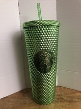 Starbucks Metallic Green Studded Bling 24 oz Tumbler Cold Cup-24 OZ