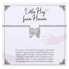 Hug from Heaven Gift, Angel Wings Memorial Necklace for Women, Sympathy silver