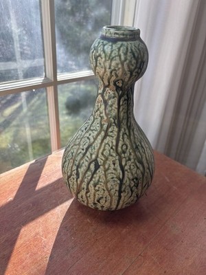 NORTH CAROLINA Ash Glaze  POTTERY Gourd Vase green 10''