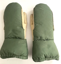 FROSTLINE KIT Polar Down Fill Leather Nylon GREEN Mittens ADULT LARGE L VINTAGE