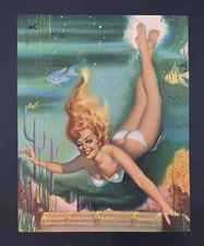 A Treasure to Behold, Vintage Billy DeVorss Pin-Up Underwater Redhead Beauty