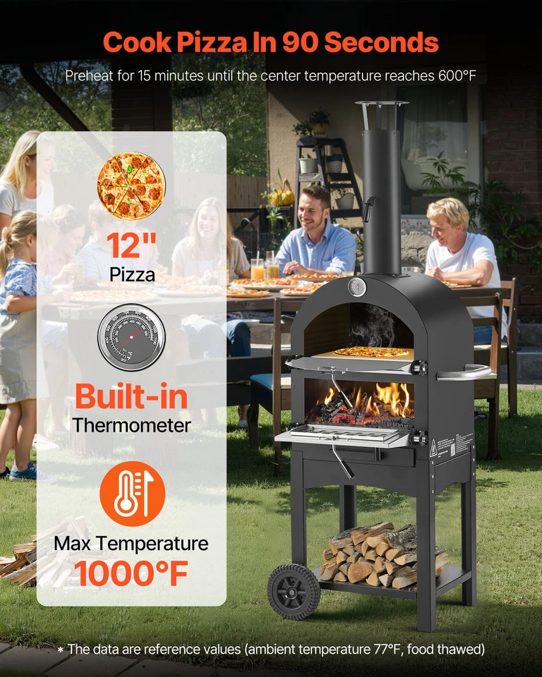 VEVOR Four à Pizza d’Extérieur 30,5 cm à Granulés de Bois Camping Barbecue - Photo 2/4